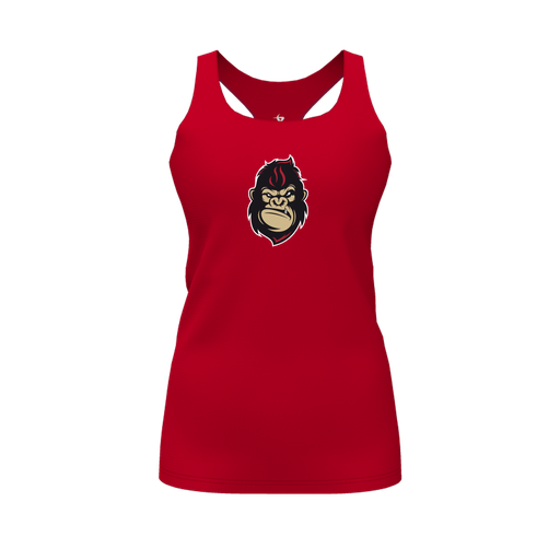 [CUS-DFW-RCBK-PER-RED-FYS-LOGO3] Racerback Tank Top (Female Youth S, Red, Logo 3)
