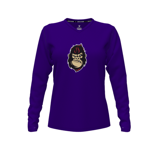 [CUS-DFW-TEES-CMF-VNK-LSL-PUR-FYXS-LOGO3] Comfort T-Shirt (Female Youth XS, Purple, V Neck, Logo 3, Long Sleeve)