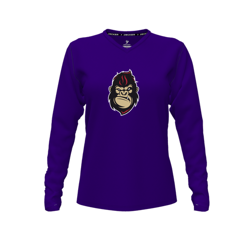 [FTLVCFPP-FYXS-LOGO3] Decker Comfort T-Shirt (Female Youth XS, Purple, V Neck, Logo 3, Long Sleeve)