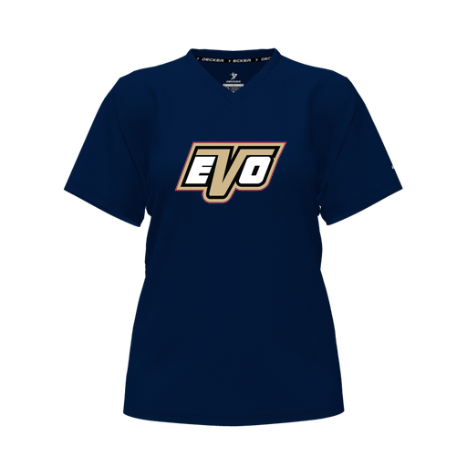 [CUS-DFW-TEES-PER-VNK-SSL-NVY-FYXS-LOGO1] Performance T-Shirt (Female Youth XS, Navy, V Neck, Logo 1, Short Sleeve)