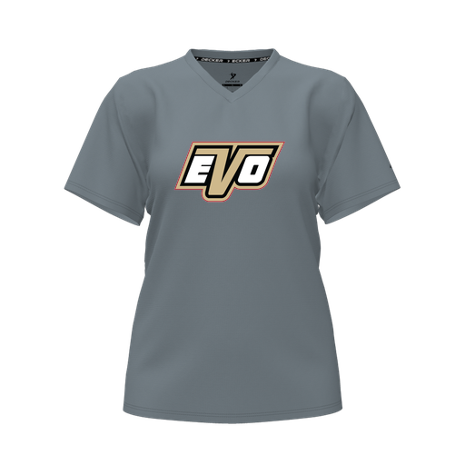 [CUS-DFW-TEES-PER-VNK-SSL-GRY-FYXS-LOGO1] Performance T-Shirt (Female Youth XS, Gray, V Neck, Logo 1, Short Sleeve)