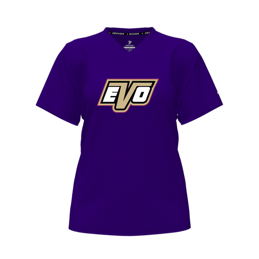 [CUS-DFW-TEES-PER-VNK-SSL-PUR-FYXS-LOGO1] Performance T-Shirt (Female Youth XS, Purple, V Neck, Logo 1, Short Sleeve)