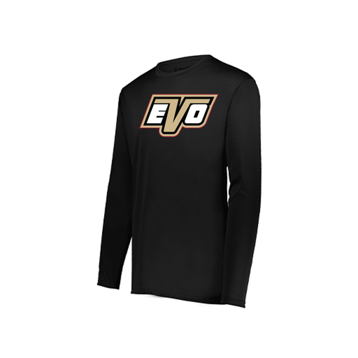 [222823.080.S-LOGO1] Youth LS Smooth Sport Shirt (Youth S, Black, Logo 1)