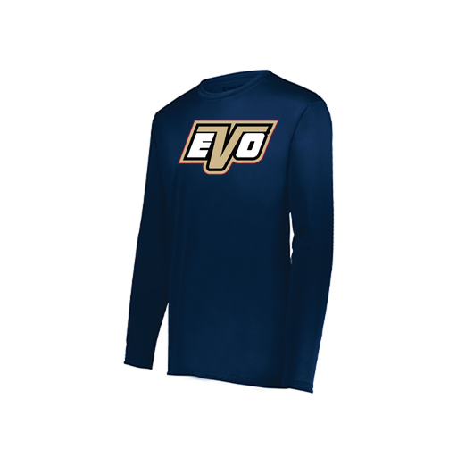 [222823.065.S-LOGO1] Youth LS Smooth Sport Shirt (Youth S, Navy, Logo 1)