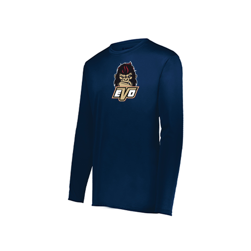 [222823.065.S-LOGO2] Youth LS Smooth Sport Shirt (Youth S, Navy, Logo 2)