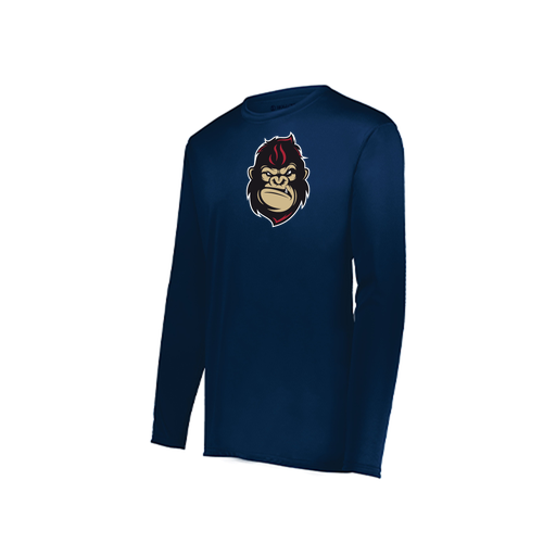 [222823.065.S-LOGO3] Youth LS Smooth Sport Shirt (Youth S, Navy, Logo 3)