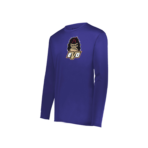 [222823.747.S-LOGO2] Youth LS Smooth Sport Shirt (Youth S, Purple, Logo 2)