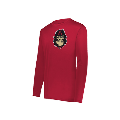 [222823.083.S-LOGO3] Youth LS Smooth Sport Shirt (Youth S, Red, Logo 3)