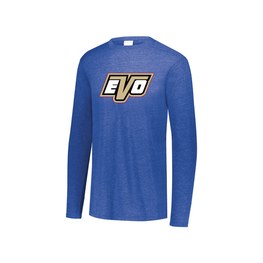 [FTLCUBRY-YS-LOGO1] Decker Youth Tri-Blend T-Shirt - Long Sleeve (Youth S, Royal, Logo 1)