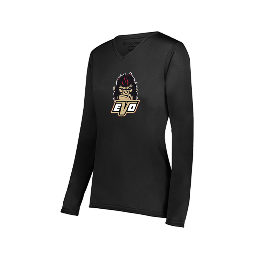 [222824.080.S-LOGO2] Ladies LS Smooth Sport Shirt (Female Adult S, Black, Logo 2)