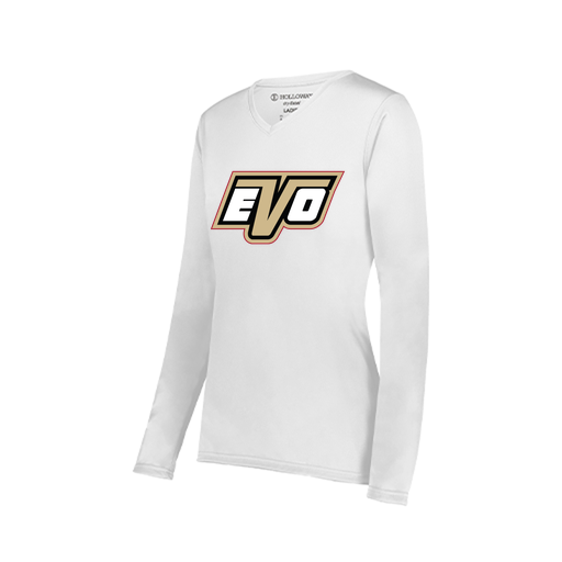 [222824.005.S-LOGO1] Ladies LS Smooth Sport Shirt (Female Adult S, White, Logo 1)