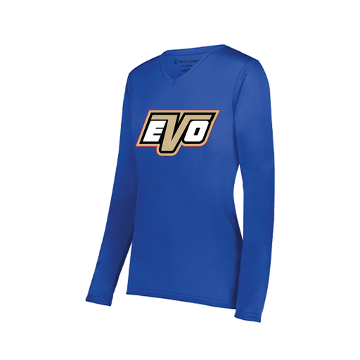 [222824.060.S-LOGO1] Ladies LS Smooth Sport Shirt (Female Adult S, Royal, Logo 1)