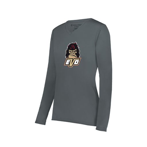 [222824.059.S-LOGO2] Ladies LS Smooth Sport Shirt (Female Adult S, Gray, Logo 2)