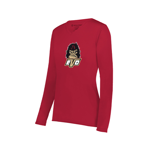 [222824.083.S-LOGO2] Ladies LS Smooth Sport Shirt (Female Adult S, Red, Logo 2)