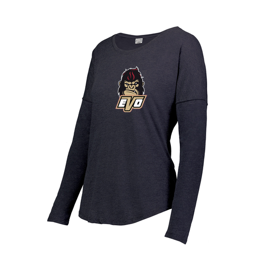 [3077.72N.S-LOGO2] Ladies LS Ultra-blend T-Shirt (Female Adult S, Navy, Logo 2)