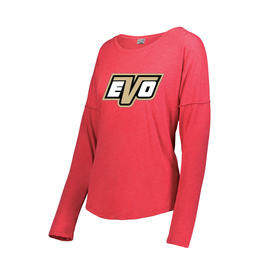 [3077.V96.S-LOGO1] Ladies LS Triblend T-Shirt (Female Adult S, Red, Logo 1)