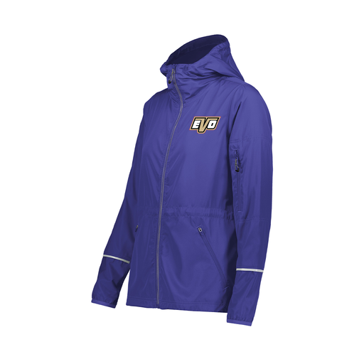 [229782.747.XS-LOGO1] Ladies Packable Full Zip Jacket (Female Adult XS, Purple, Logo 1)