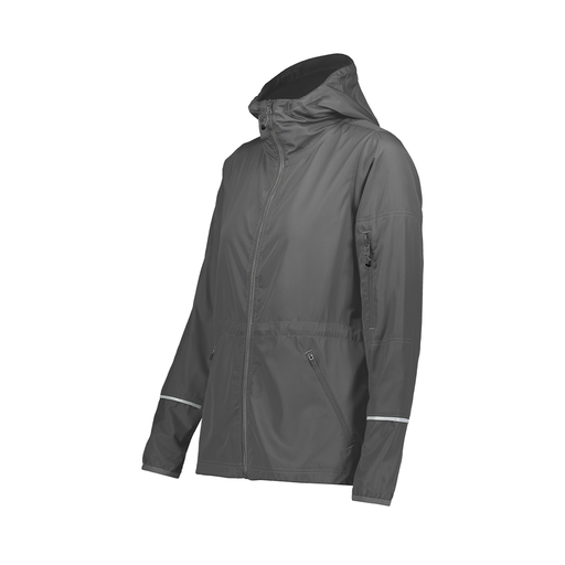 [229782-GRY-FAXS-LOGO5] Ladies Packable Full Zip Jacket (Female Adult XS, Gray, Logo 5)