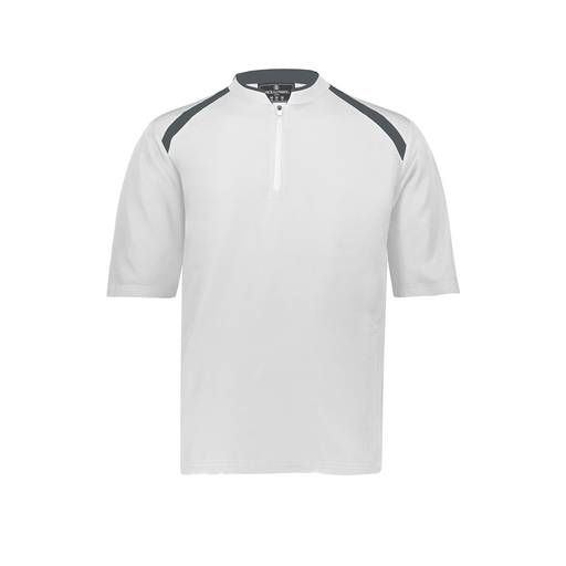 [229581-AS-WHT-LOGO4] Men's Dugout Short Sleeve Pullover (Adult S, White, Logo 4)