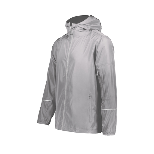 [229582-SIL-AXS-LOGO4] Men's Packable Full Zip Jacket (Adult XS, Silver, Logo 4)