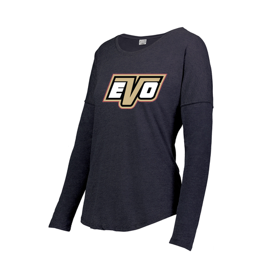 [3077.72N.XS-LOGO1] Ladies LS Ultra-blend T-Shirt (Female Adult XS, Navy, Logo 1)