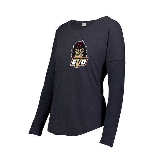 [3077.72N.XS-LOGO2] Ladies LS Ultra-blend T-Shirt (Female Adult XS, Navy, Logo 2)